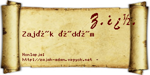 Zaják Ádám névjegykártya
